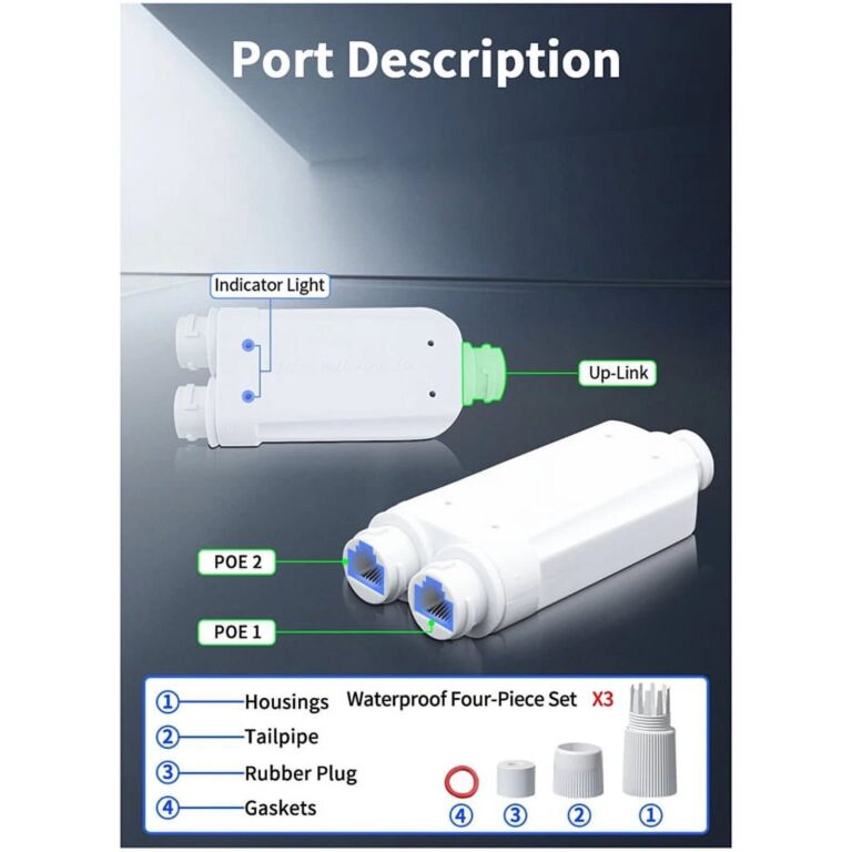 2 Port PoE Extender Waterproof PoE Repeater for IP Port Transmission Extender 2 Port PoE Extender Waterproof PoE Repeater for IP Port Transmission Extender
