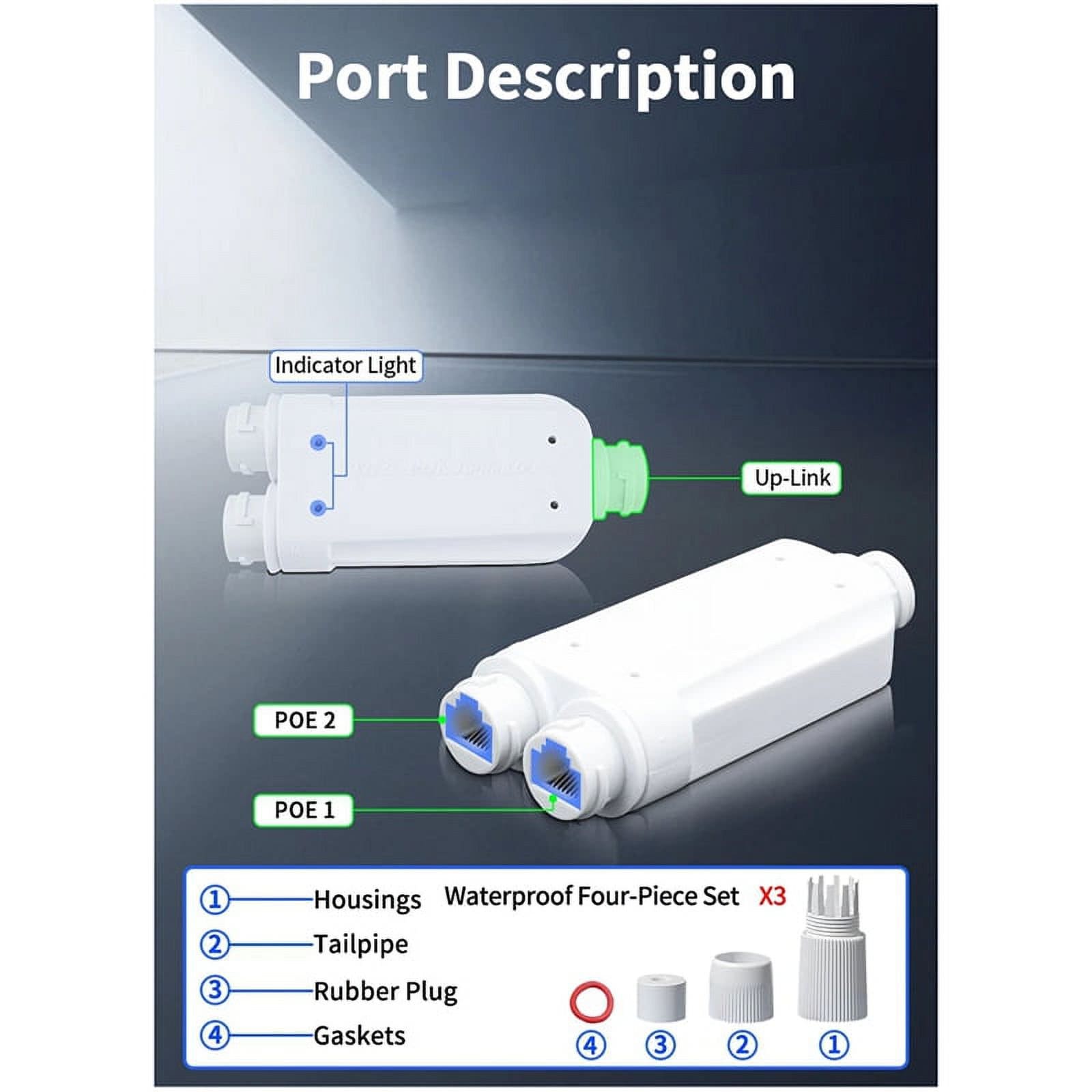 2 Port PoE Extender Waterproof PoE Repeater for IP Port Transmission Extender 2 Port PoE Extender Waterproof PoE Repeater for IP Port Transmission Extender