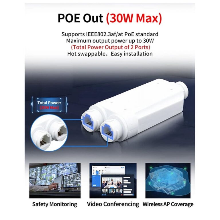 2 Port PoE Extender Waterproof PoE Repeater for IP Port Transmission Extender 2 Port PoE Extender Waterproof PoE Repeater for IP Port Transmission Extender