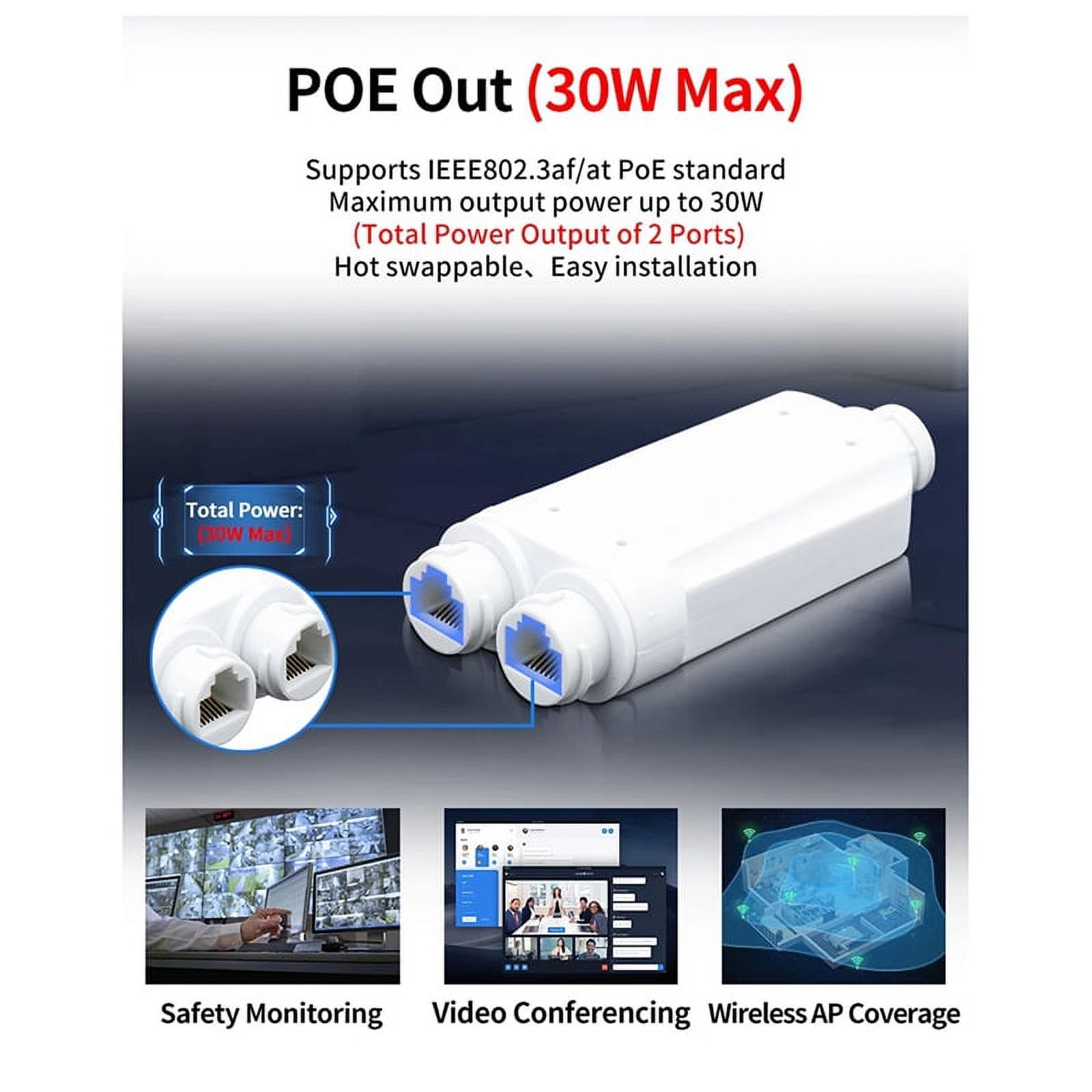 2 Port PoE Extender Waterproof PoE Repeater for IP Port Transmission Extender