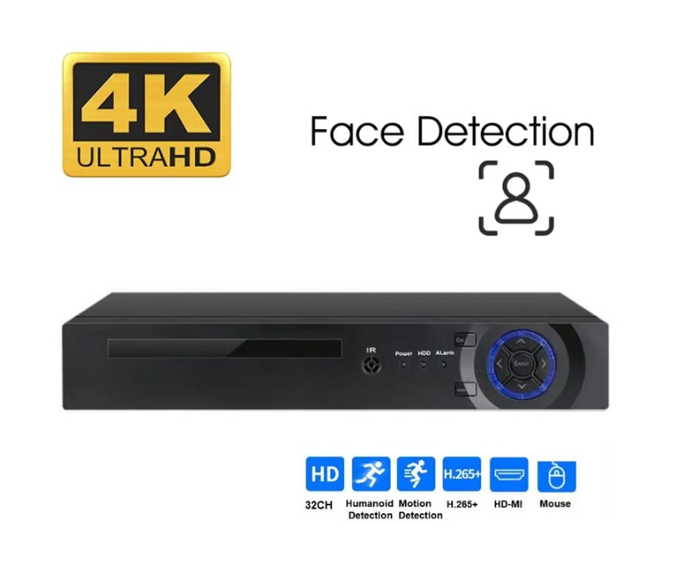 Xmeye 32CH 4K HD Network Video Recorder (NVR) with 2pcs HDD slot