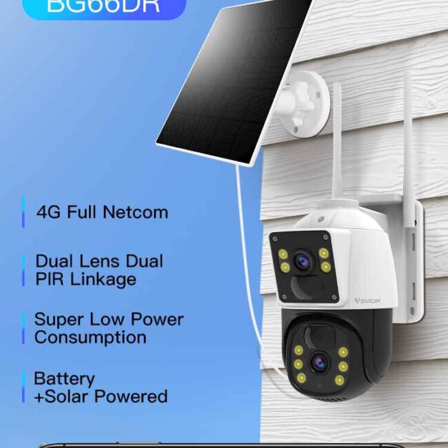 Vstarcam Dual Lens (BG66) 4G SIM Solar Battery Camera with 2Way Audio and Auto Tracking