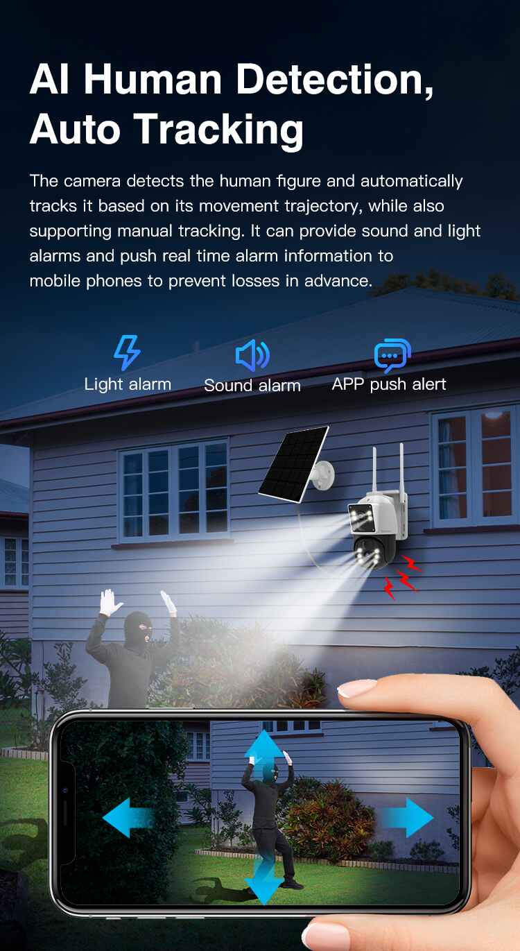 Vstarcam Dual Lens (BG66) 4G SIM Solar Battery Camera with 2Way Audio and Auto Tracking