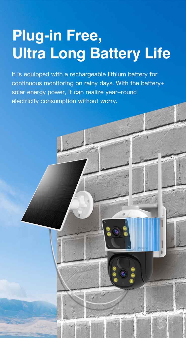 Vstarcam Dual Lens (BG66) 4G SIM Solar Battery Camera with 2Way Audio and Auto Tracking