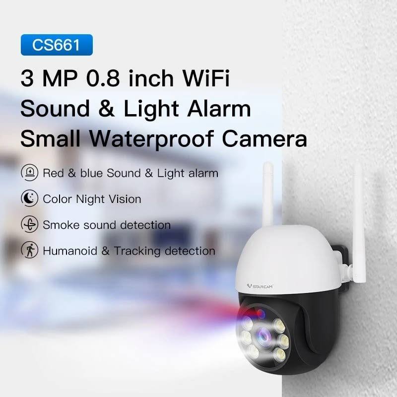 Vstarcam CS661 Mini 3MP Wifi/Wired Camera with Two Way Talk and Flood light Vstarcam CS661 Mini 3MP Wifi/Wired Camera with Two Way Talk and Flood light